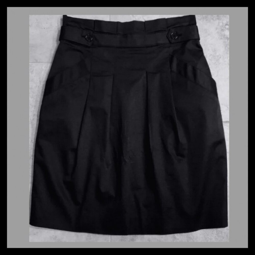 BCBG Short black A-line skirt 10 Cotton bl Pockets Lined High waist Back zipper